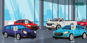 Cartoon image of a car dealership