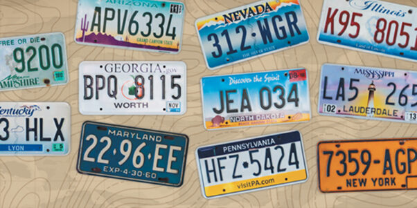 Collage of license plates from different states
