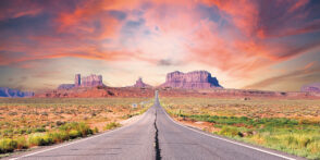 A road leading to Forrest Gump point, Monument Valley, Utah, USA