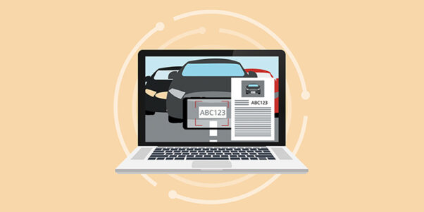 Illustration of a license plate reader identifying a license plate