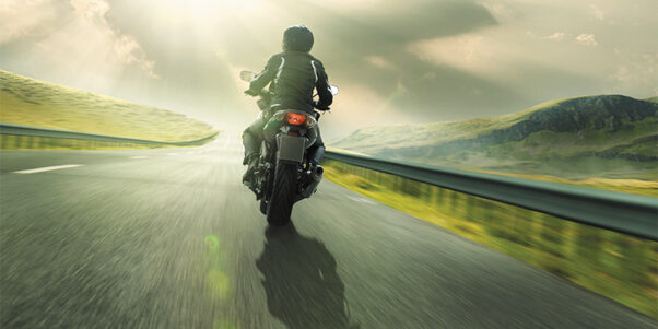 Motorcyclist on an empty road