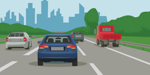 Illustration of car driving on highway