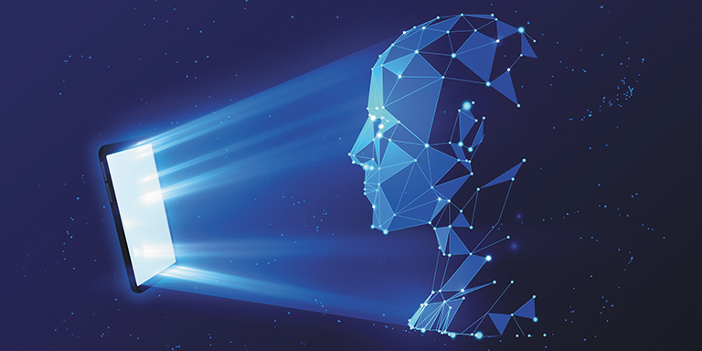Illustration of facial recognition scanner
