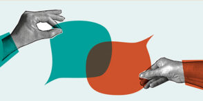 Illustration concept of two quote bubbles overlapping